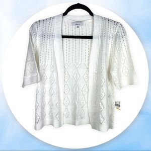 Lightweight Pointelle Knit Cardigan 1/2 Sleeve